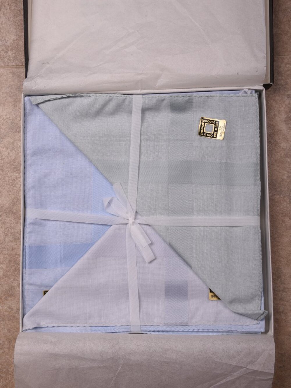 Rare Vintage Perofil Fazzoletti Box Set - 45cm Egyptian Cotton - Made in Italy